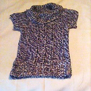Sweater Mudd Small Short Sleeves Cowl/Turtleneck Gray Heather Metallic In Collar